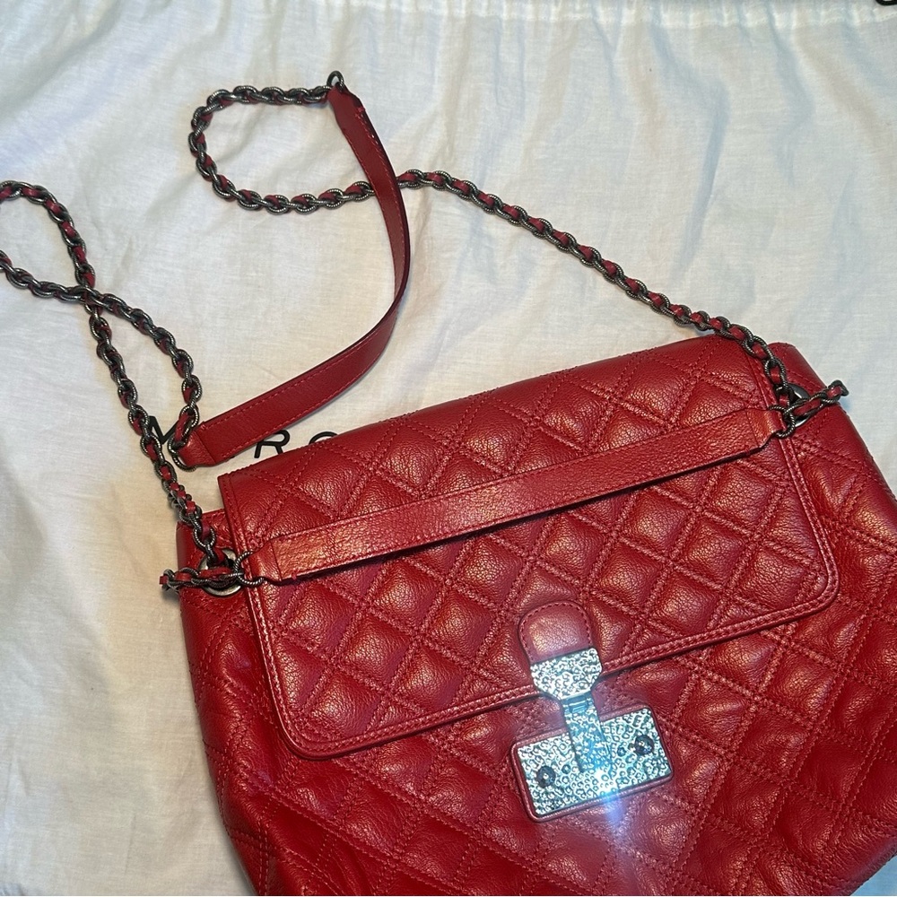 Marc Jacobs Red Quilted Leather Shoulder Bag | Vintage Style Chain Flap - Picture 5 of 9